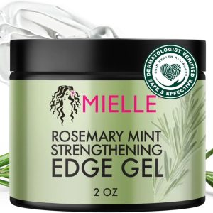 Mielle Organics Rosemary & Mint Edge Control Gel - Strong Hold Hair & Edge Gel for Women & Men - Infused with Biotin, Coconut & Babassu Oil to Encourage Longer, Healthier Hair (2 Fl Oz)